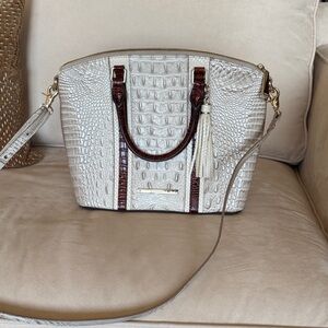 Chic Cream Crocodile-Embossed Satchel